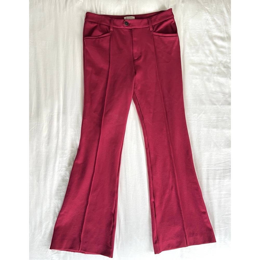 Anthropologie The Essential Flare Stretch Trousers Pants Raspberry Pink Size 12 - Picture 3 of 6